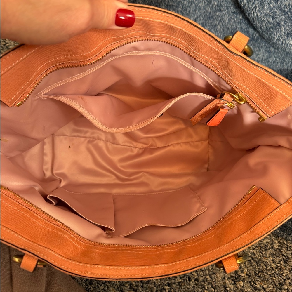 Coach Tan and Coral Tote Bag - Picture 7 of 8